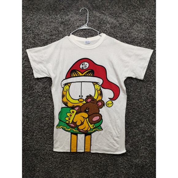 Vintage Flirt Garfield Sleep Shirt Women One Size White Christmas Single Stitch‎